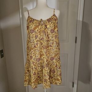 Old Navy women’s dress medium‎ mini yellow pink cami tie flowy boho floral print